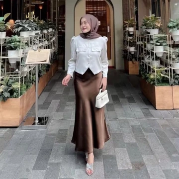 SATIN LONG SKIRT Rok Satin Duyung Mermaid Panjang Premium Size S Sampai 3L