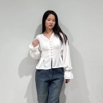 SRIDLES Bora Top Blouse Wanita Korea Atasan Kantor Wanita Kasual Blouse Elegan Korea Blouse
