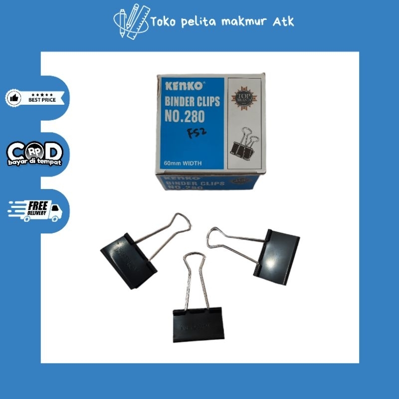 Jual KENKO - BINDER CLIP NO. 280 PENJEPIT FILE DOKUMEN ISI 6 PCS ...