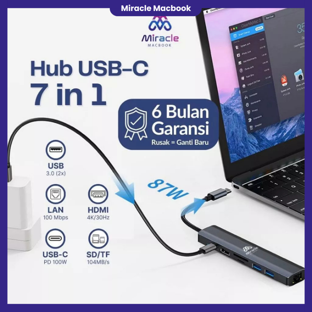 Jual (2303)THE FASTEST Converter HUB Kabel HDTV 7 IN 1 USB Type C To ...