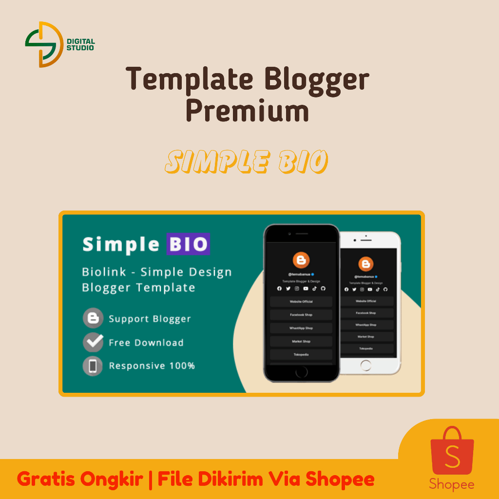 Jual Template Blogger Premium Simple Bio | Shopee Indonesia