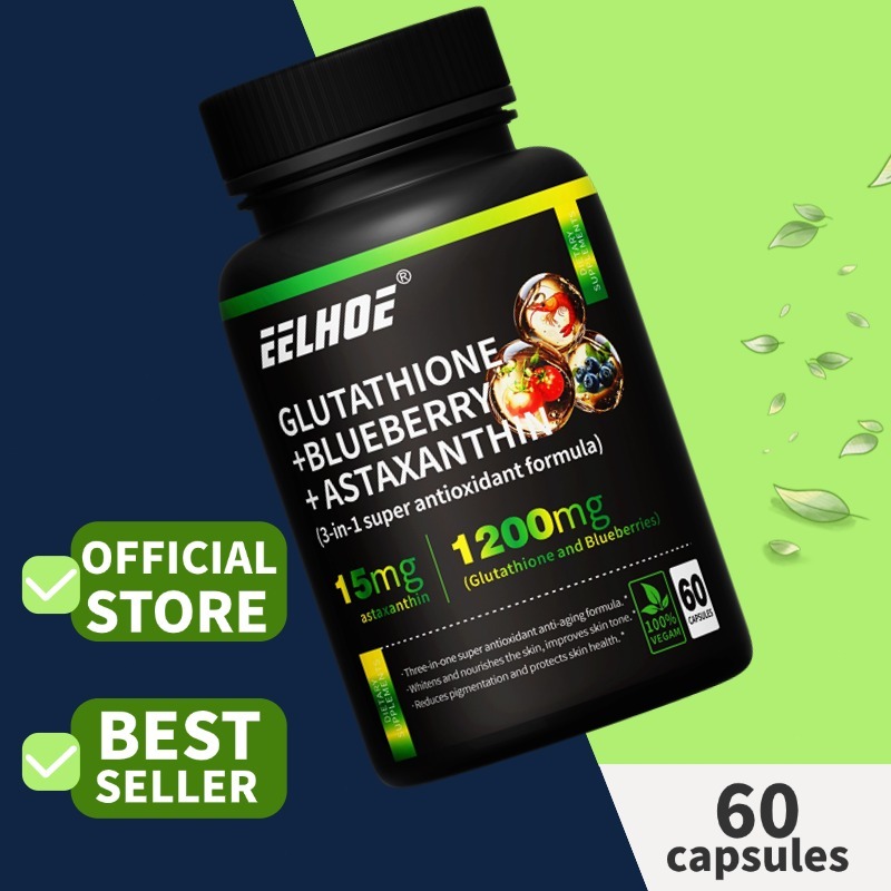 eelhoe super glutathione astaxanthin Jual Kombinasi Astaxanthin, Blueberry dan Glutathione: Antioksidan, anti  penuaan, mendukung kesehatan jantung, mata dan kulit