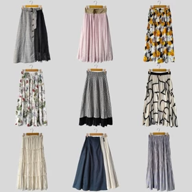 (V F) Rok Plisket Polos Tutu Brokat Rajut Knit Motif Premium Two Tone A Line