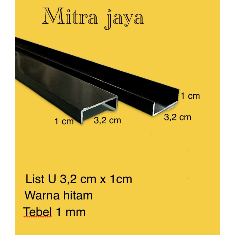 Jual List U 3,2 cm x 1 cm warna hitam | Shopee Indonesia