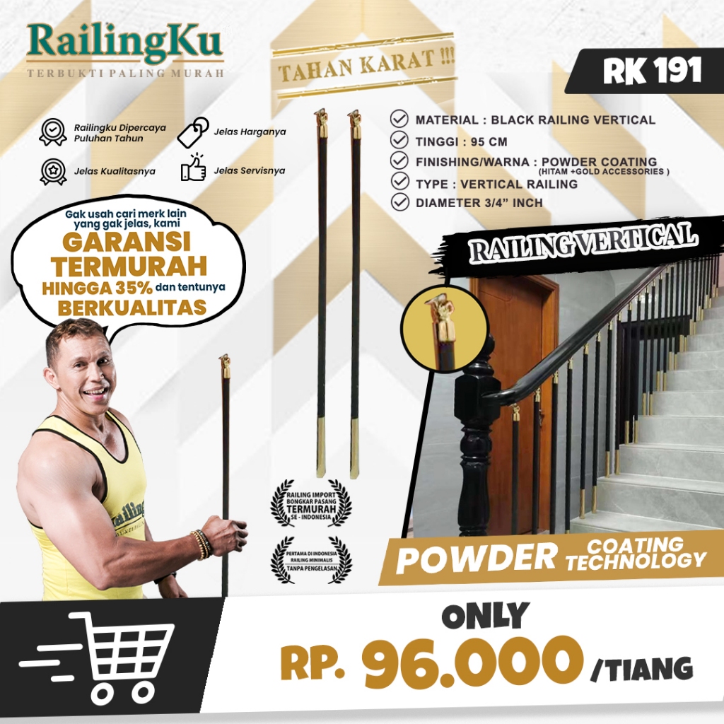 Jual Railing Tangga Vertical Tiang Railingku RK 191 Railing Anti Karat ...