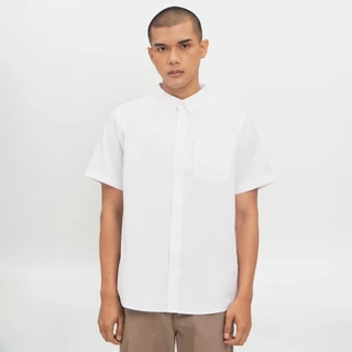 M231 Kemeja Pria Basic Polos Oxford Pendek Putih 1457T