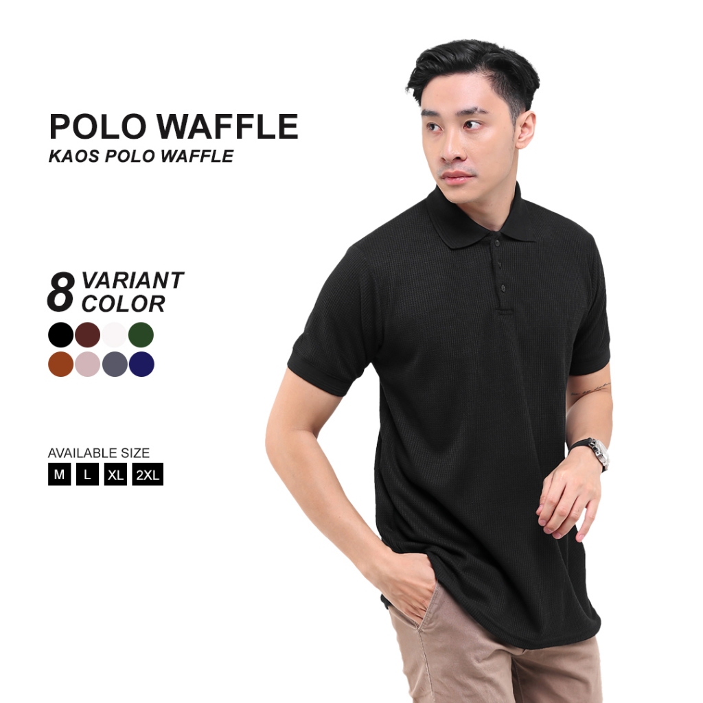 Jual BROGUY Kaos Polo Shirt Pria Waffle Black Shopee Indonesia