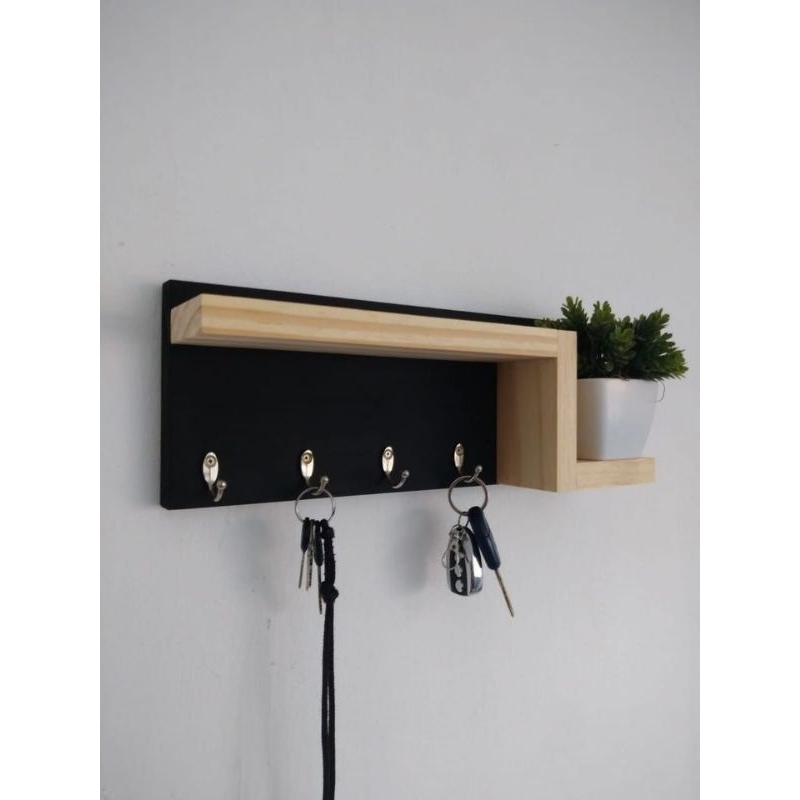 Jual Rak ambalan kayu dinding tempat cantolan kunci motor mobil, rak ...