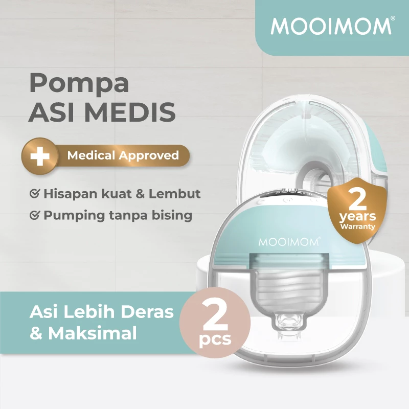 MOOIMOM M3 2 pcs | Pompa Asi Elektrik - Handsfree breast pump tanpa kabel - Pumping asi portable (24mm)