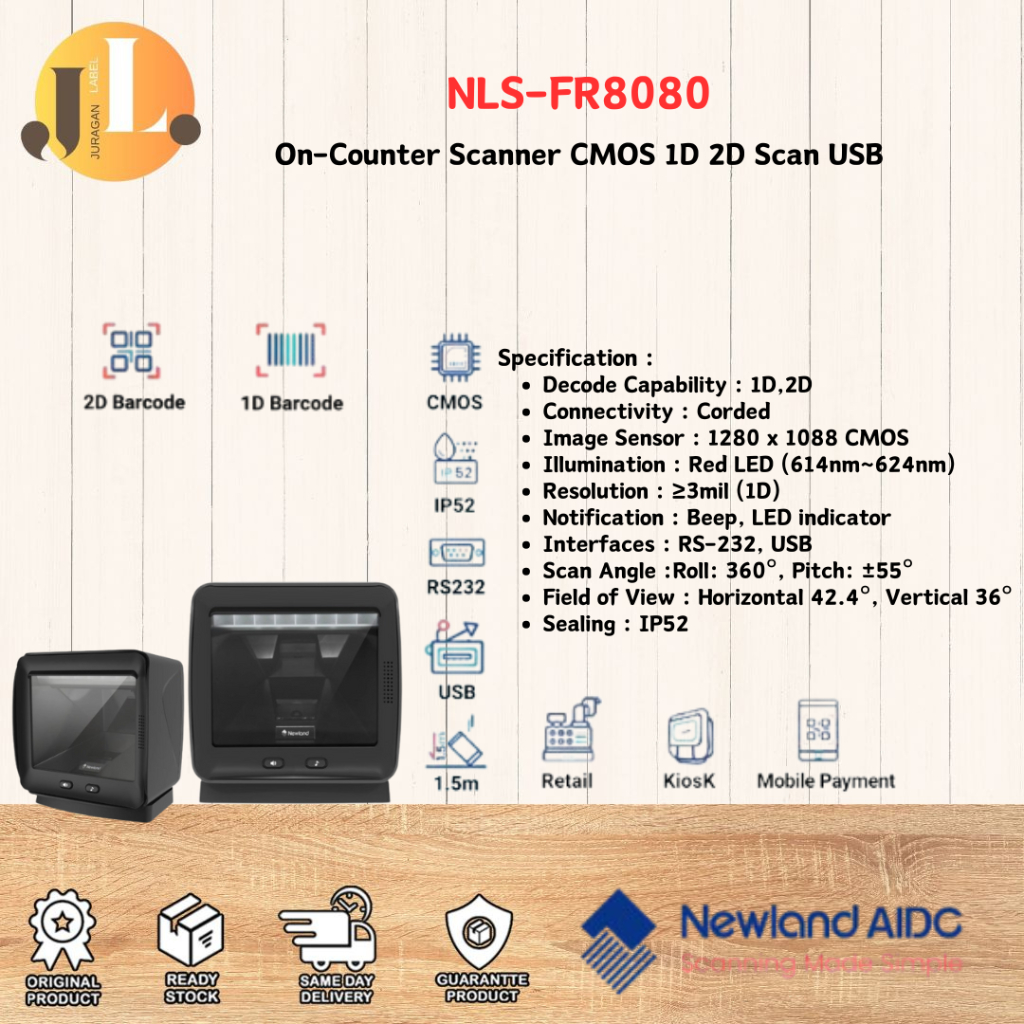 Jual NEWLAND NLS-FR8080 Scanner Barcode | NLS-FR80 On-Counter Scanner ...