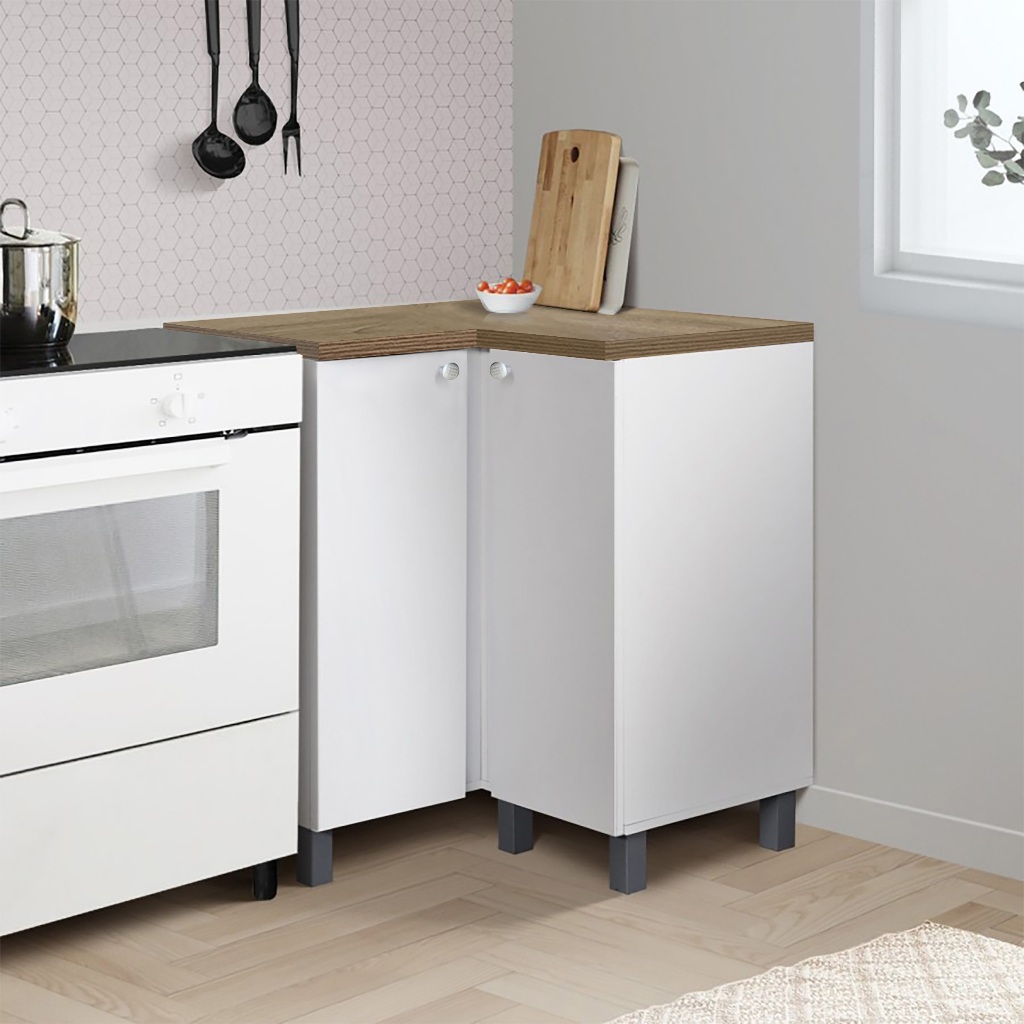 KIRANA Nebraska - Kitchen Set Kayu Kabinet Lemari Rak Dapur Putih Minimalis Bawah 2 Pintu Sudut