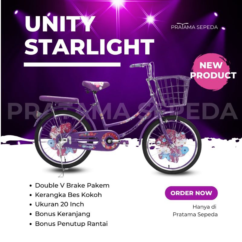 Jual FREE BONUS Sepeda Anak Perempuan Unity Starlight 20 Inch Keranjang ...