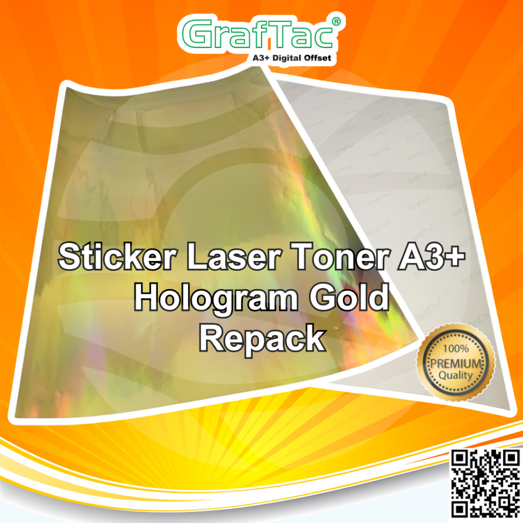 Jual Graftac Sticker Hologram A3+ Stiker Silver Rainbow Digital Print ...