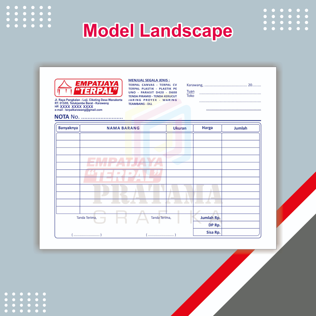 Jual cetak nota custom 1 ply nama usaha toko sendiri ukuran besar 1/2 ...