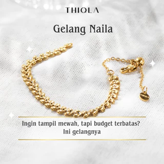 THIQLA - Gelang Serut Naila - Gelang Tangan Wanita - Gelang Mirip Emas Asli - Gelang Bunga - Gelang Tipis Elegan Anti Karat