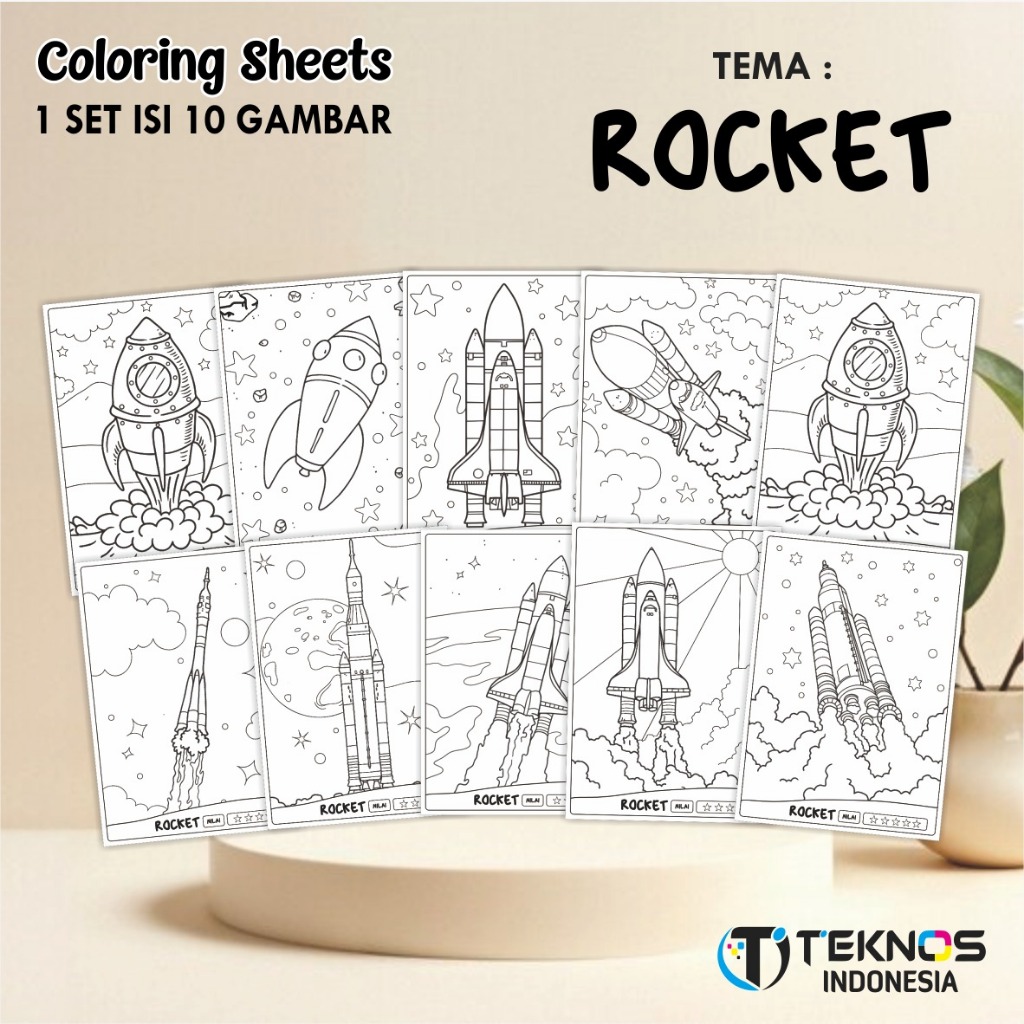 Jual [TEMA ROCKET] KERTAS GAMBAR UNTUK ANAK - LEMBAR MEWARNAI ANAK 1 ...