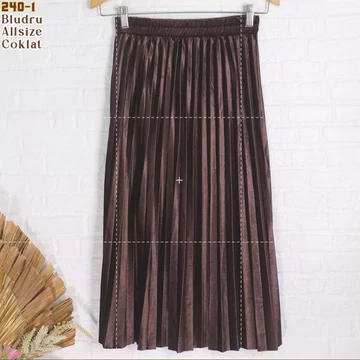 Rok Plisket Beludru 7 8 Velvet Premium Rok Bludru Midi Pendek Wanita
