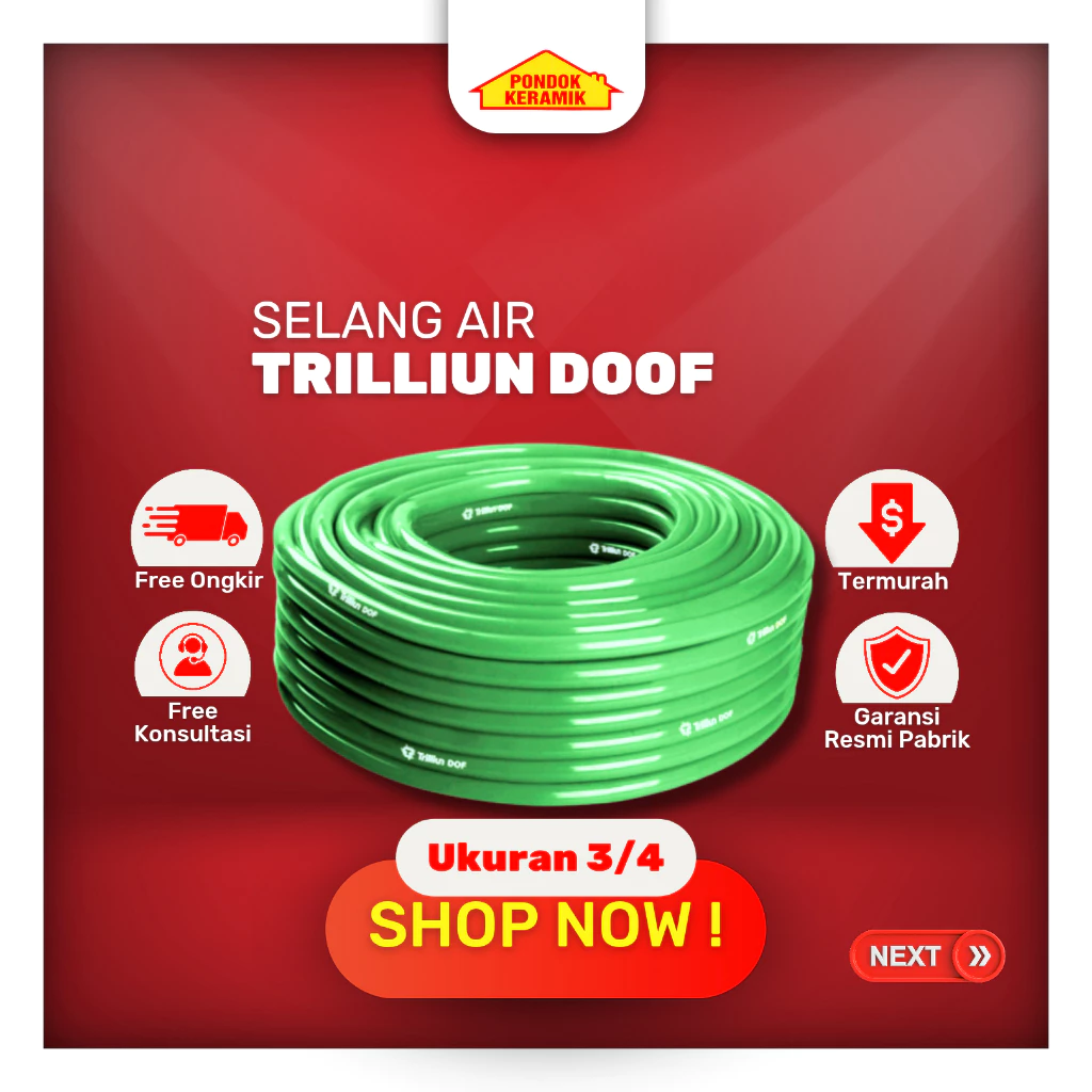 Selang Air Trilliun Doff Hijau Ukuran 3/4" Inch