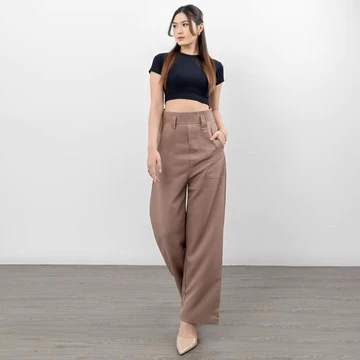 Diora Highwaist Pants Celana Kulot Straight Cut Formal Loose Pants Panjang Wanita Anti Kusut