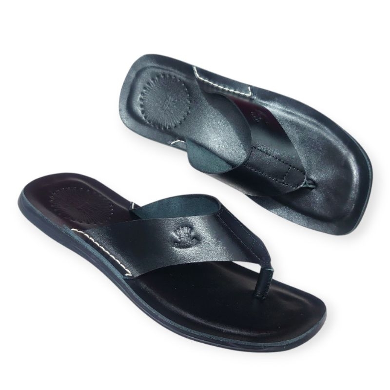 Jual JEAS MARSHALL 10 HITAM - SANDAL KULIT SLIDE PRIA MERK JEAS ...