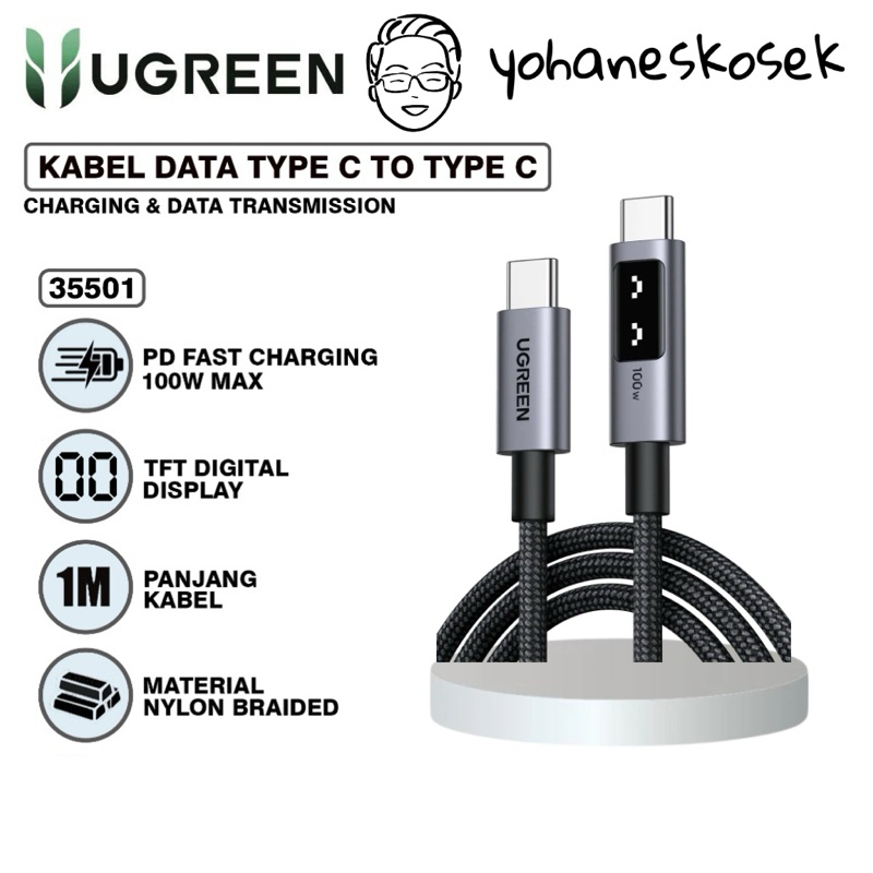 Jual UGREEN UNO CABLE C TO C 100w NYLON | Shopee Indonesia