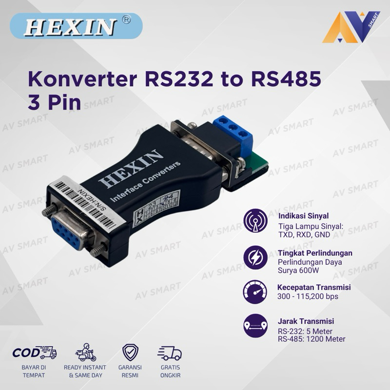 Jual Konverter RS232 to RS485 3 Pin HEXIN Serial Port Data Interface ...