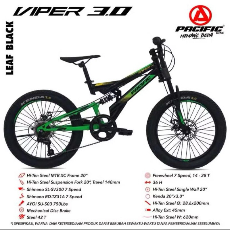 Jual Sepeda 20 Inch Pacific MTB Viper 3.0 | Shopee Indonesia