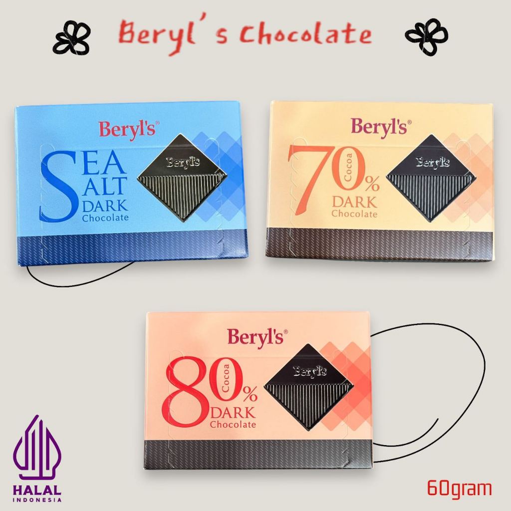 Jual Cokelat Box Beryl's SEA Salt 70% 80% Dark Chocolate 60g Malaysia ...