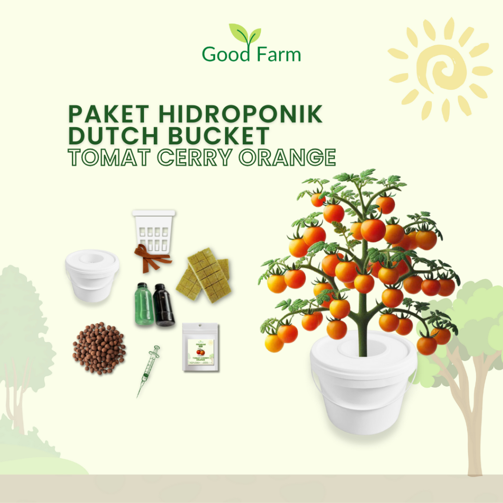 Goodfarm - Paket Hidroponik Lengkap Dutch Bucket Tomat Cerry Orange