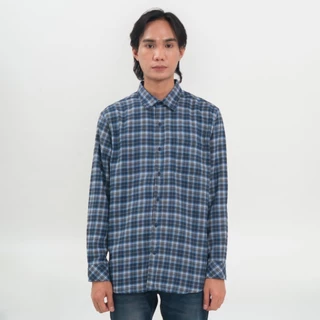 M231 Kemeja Pria Flannel Panjang Navy 0892
