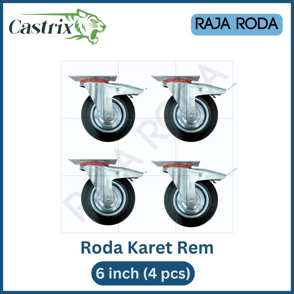 Jual Castrix Roda Karet Troli Steling Etalase Rak Set 4 pcs Hidup Rem 6 ...