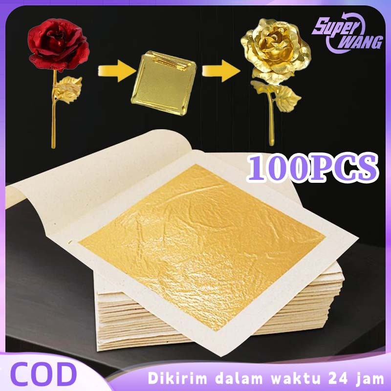 Jual 100pcs Gold Foil Paper Kertas Foil Emas Kertas Foil Gold Lembaran