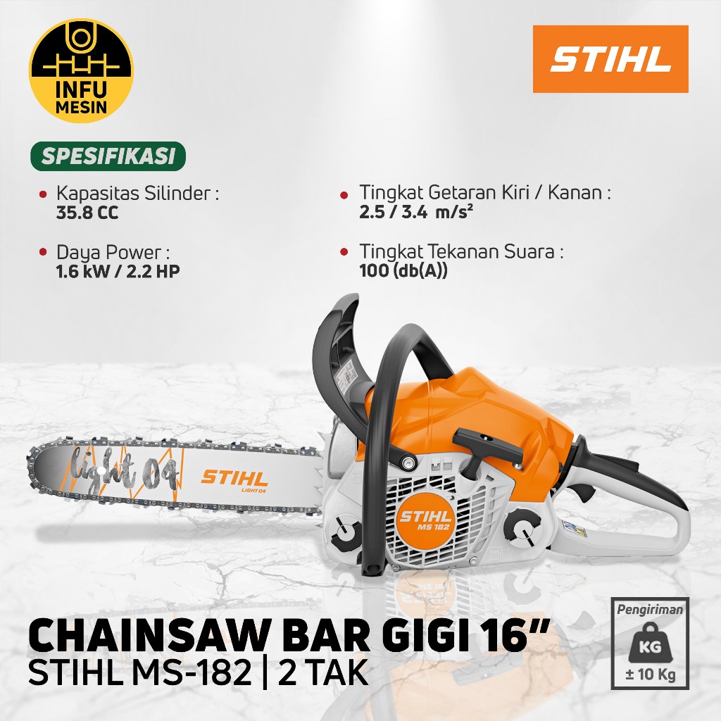 Jual CHAINSAW STIHL MS 182 SENSO MS182 Gergaji Kayu BAR GIGI 16 inch ...