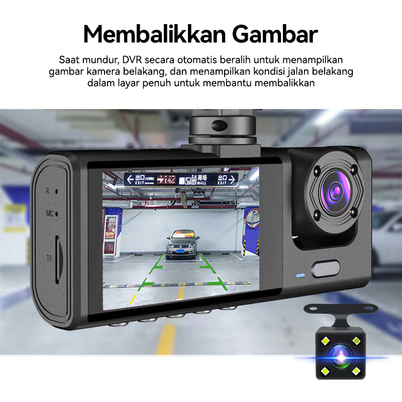 Dashcam 3 Lensa (Garansi 5 Tahun)!  64G HD 1080P WiFi
