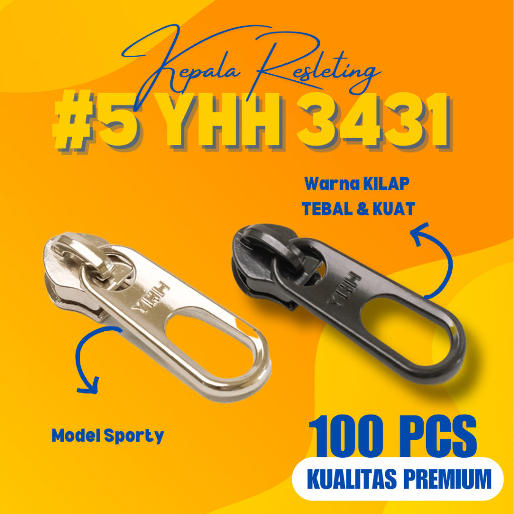 Jual (100 PCS) KEPALA RESLETING TAS NO. 5 YHH 3431 - KUALITAS PREMIUM ...