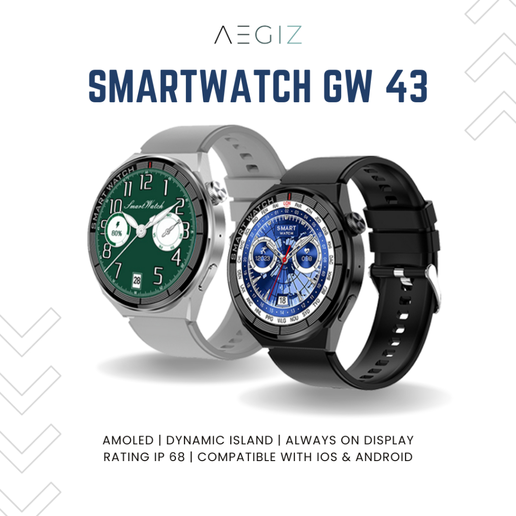 Jual [SMARTWATCH] Aegiz Smartwatch Unisex GW 43 Black And Silver