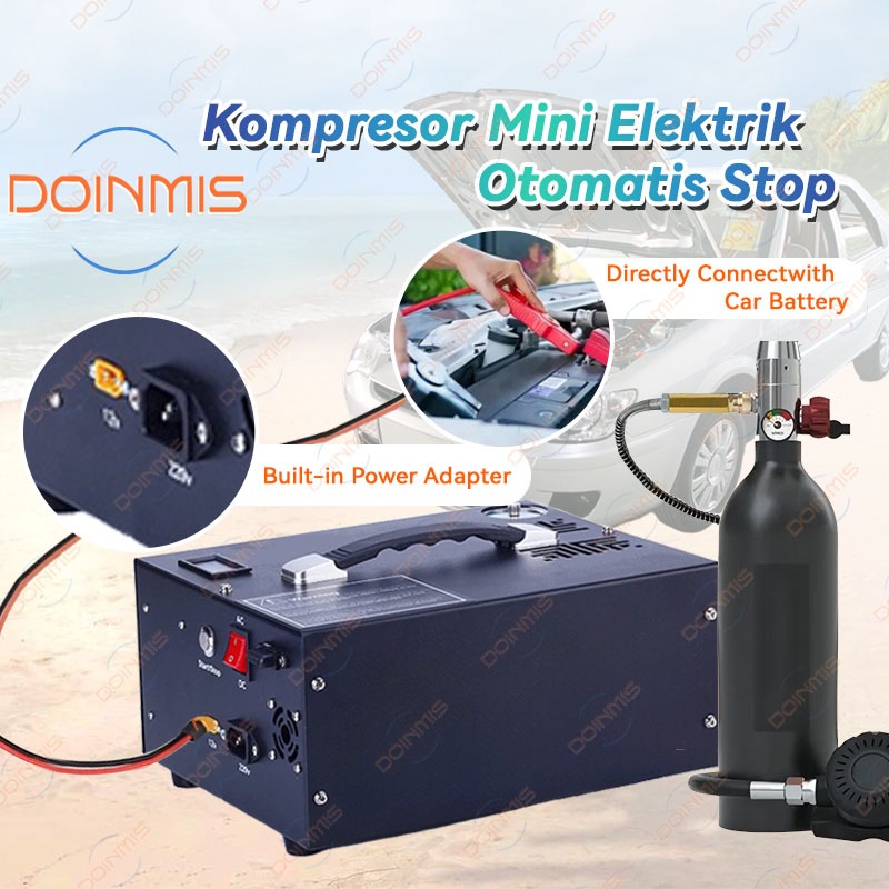 Jual Kompresor Mini Portable Otomatis 12v & 220v Auto Stop 4500psi ...