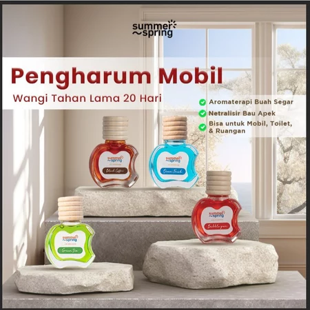 Parfum Mobil / Pengharum Mobil / Pewangi Mobil - Summer Spring - Botol Apel - Tahan Lama Anti Mual