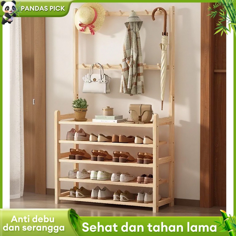 Jual Rak Sepatu Penyimpanan Rak Sepatu Kayu Rak Gantungan Baju Rak ...