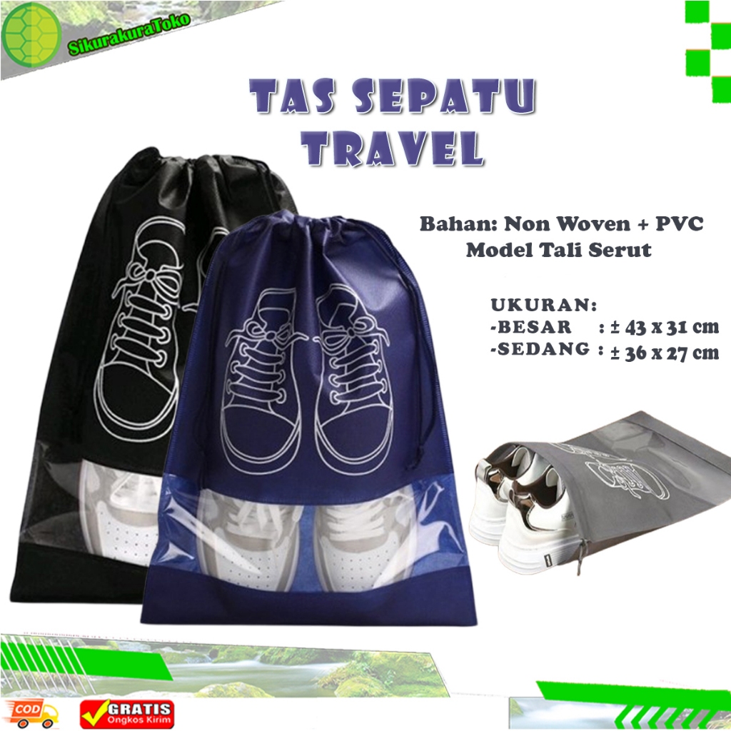 Jual (skr) Tas Serut Sepatu Shoes Bag Pouch Tali Anti Air Tempat ...