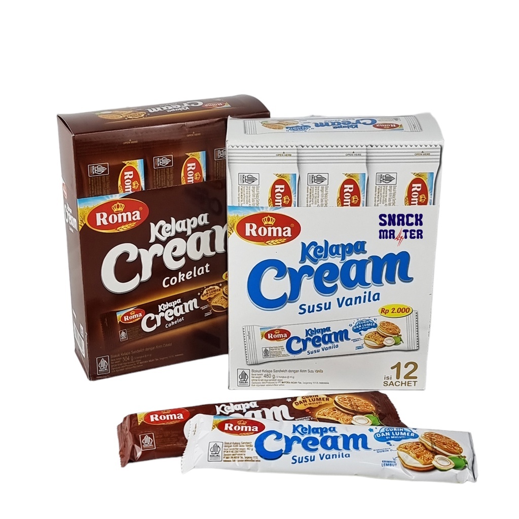 Jual Roma Kelapa Cream Susu Vanilla / Cokelat PACK (isi 12 pcs ...