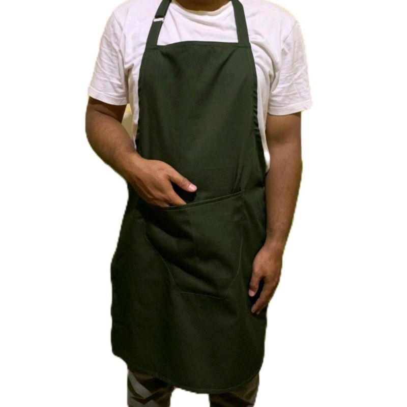 Jual Apron kitchen chef-Celemek masak hitam polos-kain katun ...