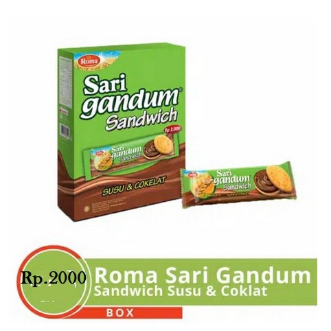 Jual Roma Sari Gandum Sandwich Coklat 1 Box / 12 pcs Roti Roma Coklat ...