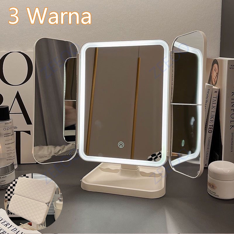 Jual 3 Warna LED Cermin Rias Dengan Touchscreen Cermin Rechargeable ...