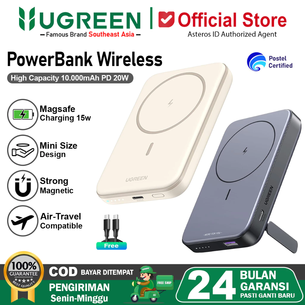 UGREEN Power Bank Magsafe Wireless iPhone 15 16 16Pro 16 Pro Max 10.000mAh PD Fast Charging 20w