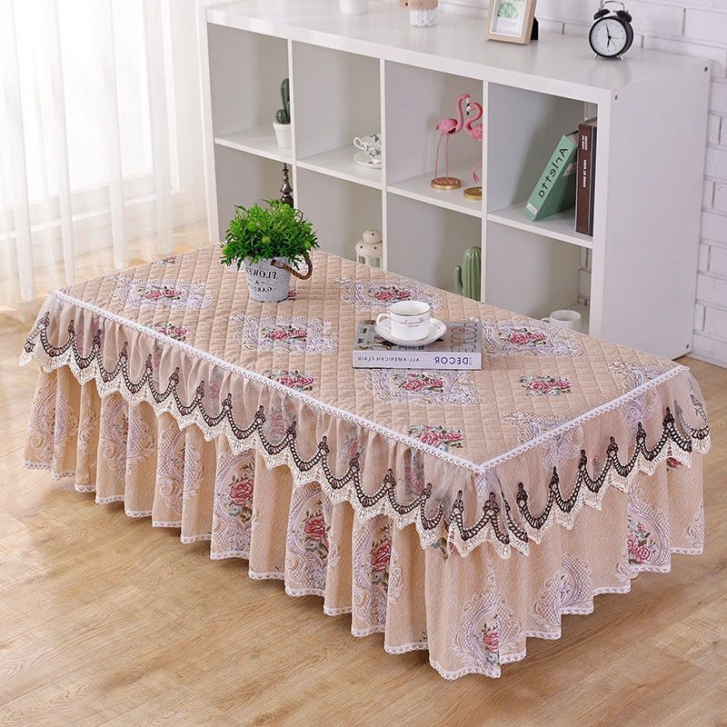 Jual TAPLAK MEJA PERSEGI PANJANG GAYA MEWAH BORDIR RENDA REMPEL RUMBAI ...