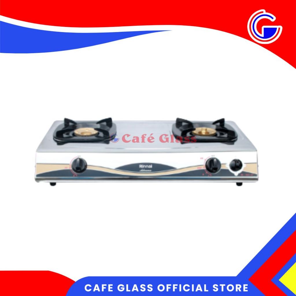 Rinnai Kompor Gas 2 Tungku Stainless Steel Ri522At– Ada Timer, Api Besar, Hemat Gas, Anti Karat