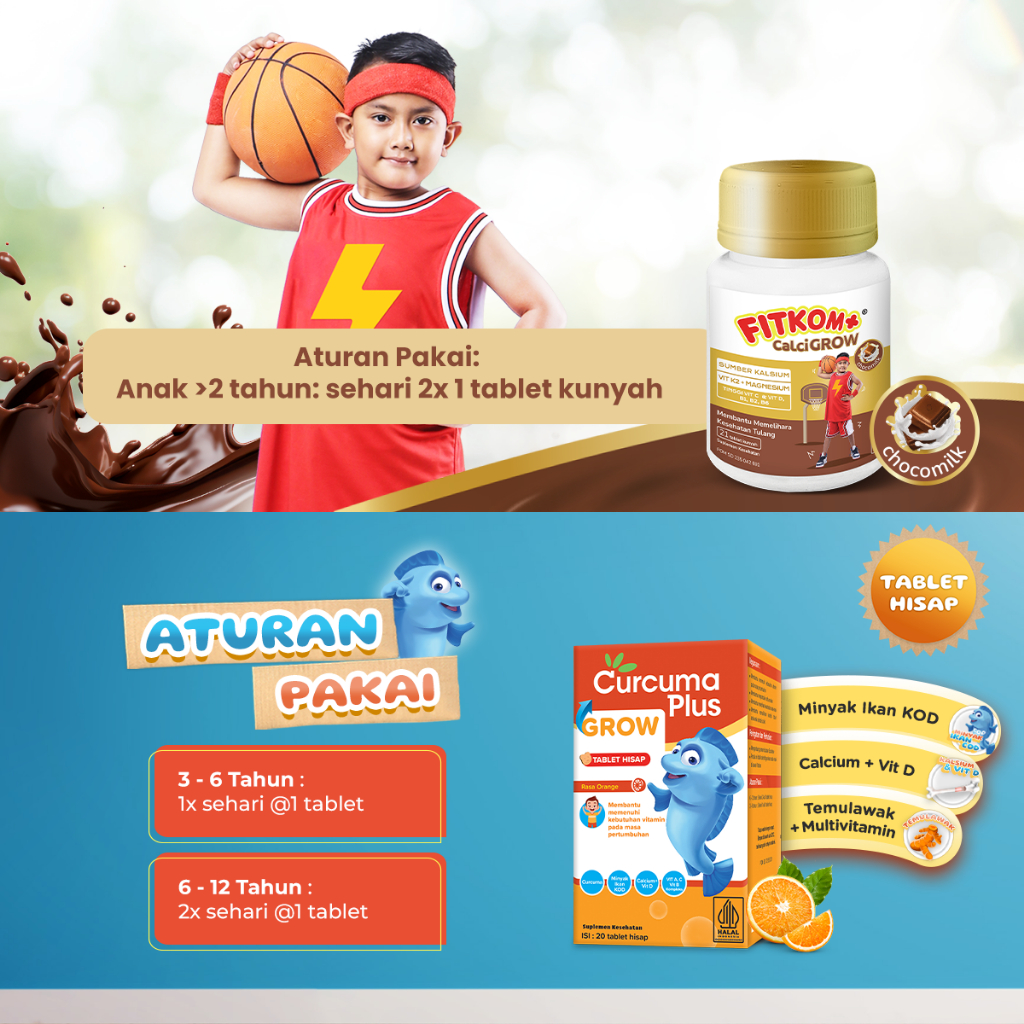 Jual Paket Anak Tumbuh Tinggi (Curcuma Plus Grow Tablet 1 Botol ...