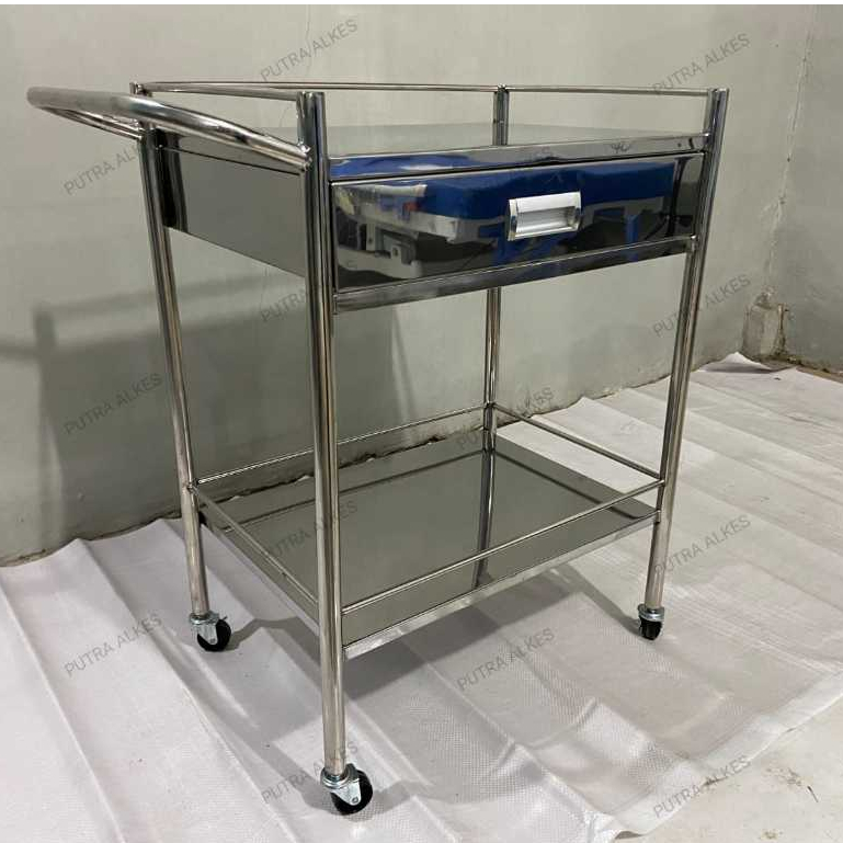 Jual Troli Instrumen 2 Susun 1 Laci Stainles - Meja Instrument 2 Susun ...