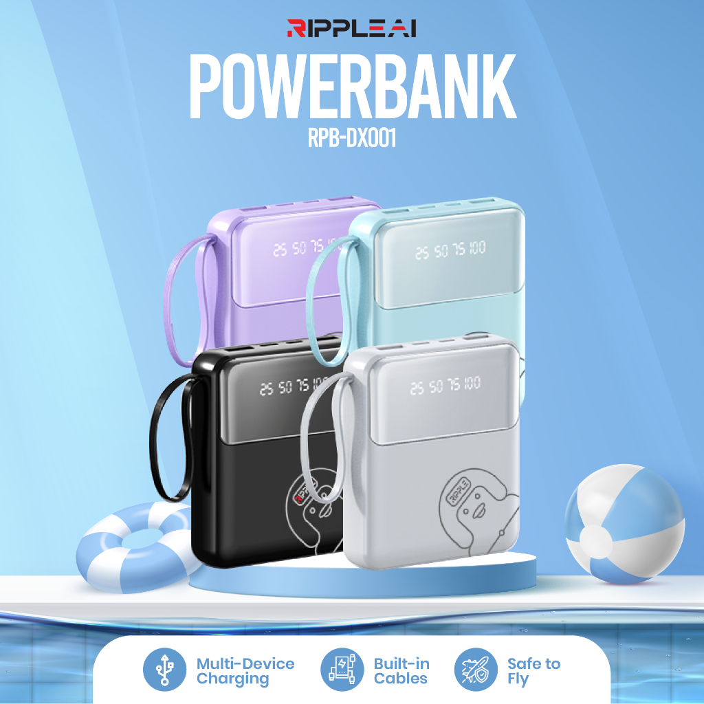 Jual Ripple Powerbank Portable display 4 Cables Multiple Device ...